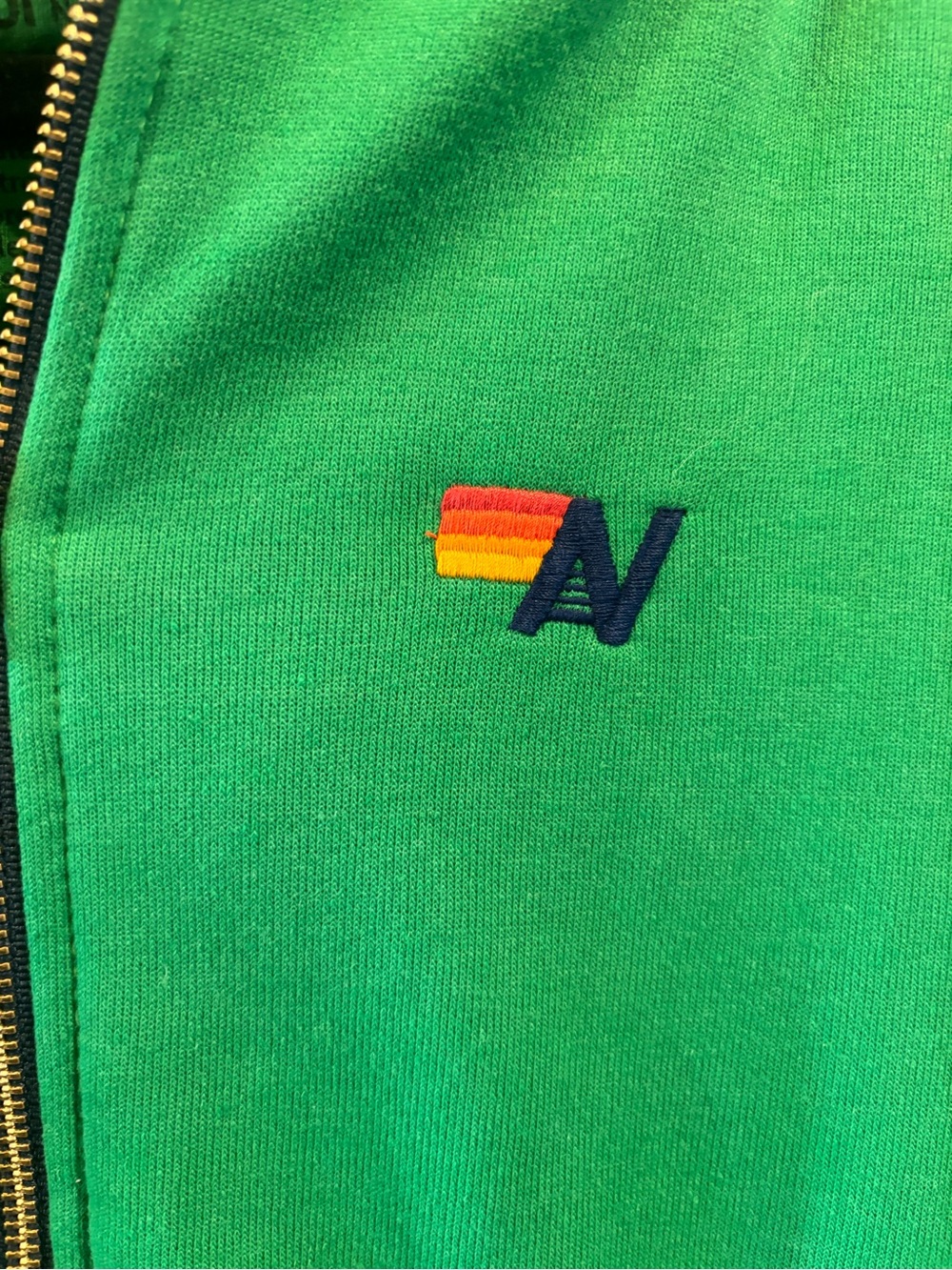 Aviator Nation Green Kids Zip Hoodie with Rainbow Ribbing new without tags - Picture 2 of 4